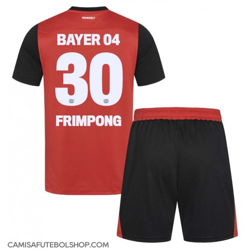 Camisa de time de futebol Bayer Leverkusen Jeremie Frimpong #30 Replicas 1º Equipamento Infantil 2024-25 Manga Curta (+ Calças curtas)